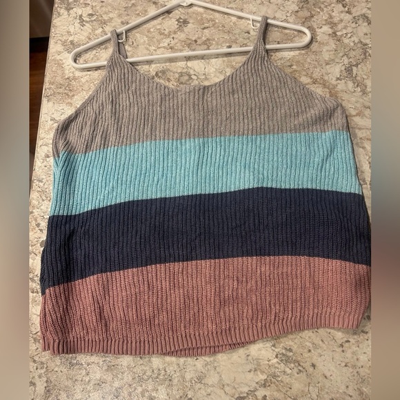 Women’s Striped Color Block Sweater Tank Top Large - Picture 2 of 7